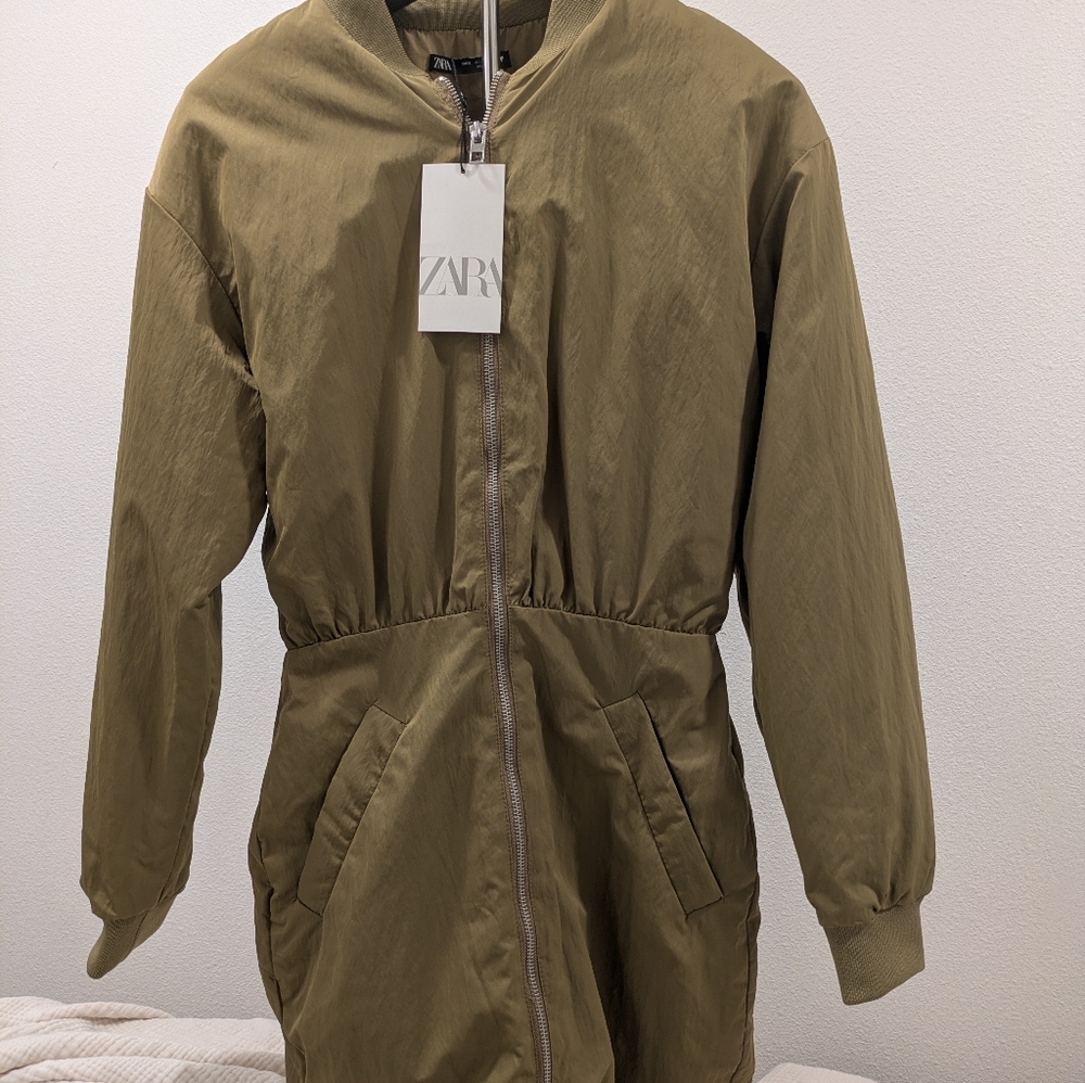 Zara Olive Bomber Jacket